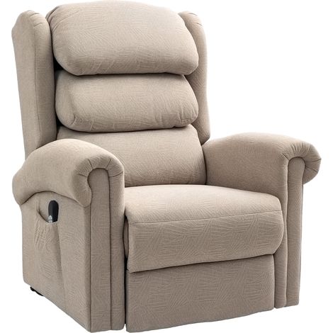VelvetFeel Electric Riser Recliner Chair Khaki (1/5)