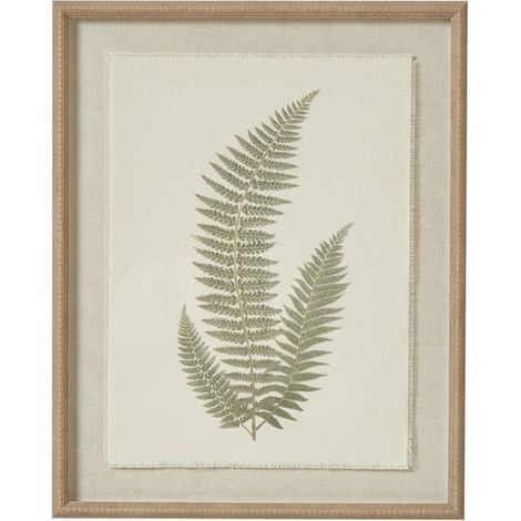 Fern Art on Texture-Torn Paper with Beaded Frame - Glass - L2 x W40 x H50 cm - White