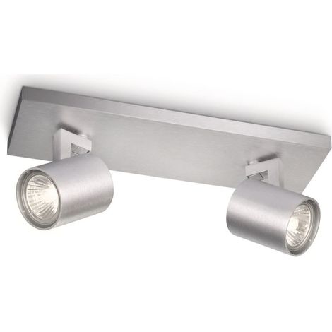 Spot de plafond My Living Runner Gris métallisé à 2 lumières - 530924812