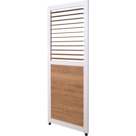[NEUWERTIG] Lamellenwand für Pergola HHG-520, Lamellenpaneel Modul Paneel Seitenwand, Aluminium 220x68cm Holzoptik weiß