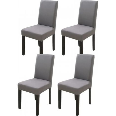 Housse de chaise à dossier haut gris foncé 4 pièces, 383847cm, moderne, élastique et lavable, adaptée à la salle à manger et à la cuisine (1/5)