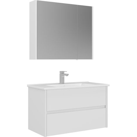 Ensemble Meuble Vasque avec Miroir (2 Pièces) "Arno 85" - 85 x 45 x 52 cm - White (1/3)