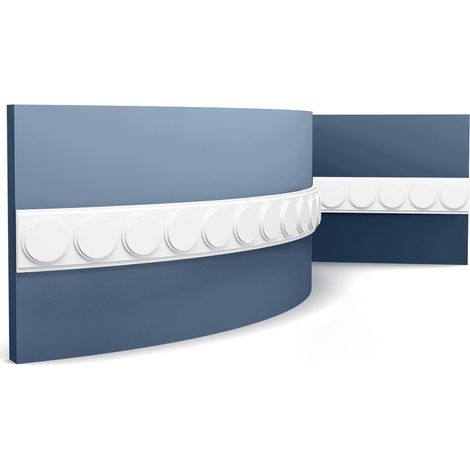 Moldura para pared Orac Decor P9905F MEDALLION Friso Moldura flexible Elemento decorativo Cornisa Perfil de estuco Moldura decorativa estilo Art déco blanco 2 m (1/5)