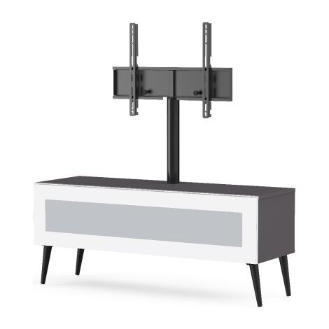 Meuble TV avec support écran verre infrarouge et mélaminé gris Saratov 120 cm (1/5)