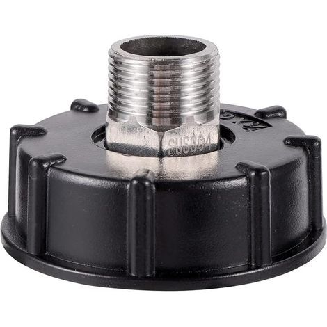 IBC S60X6 coarse thread water tank adapter with hose fitting and stainless steel valve spout fittings (3/4" male thread) (1/5)