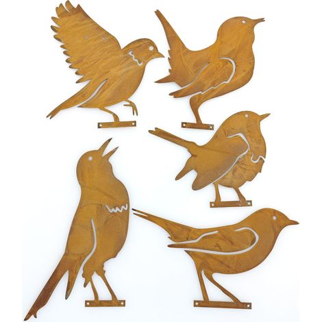 Oiseau Décoratif Extérieur - Style Rétro Vieilli - Pour Arbre Clôture Jardin - Lot de 5 (1/5)