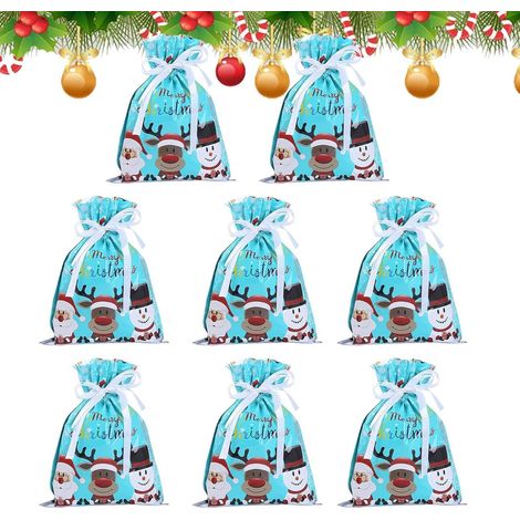 Sacs cadeaux ETUCYNG avec cordon de serrage - Lot 8 Noël pour bonbons , articles fête , décorations (1/5)