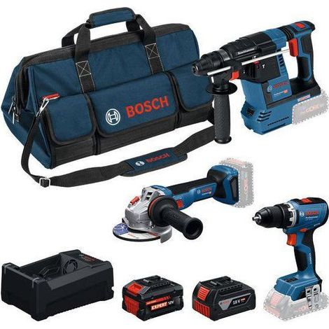 COMBO KIT 3 OUTILS : GSR 18V-65 +GBH 18V-26 + GWS 18V-11 + batteries GBA 18V 5,0 + 1x EXBA 18V 5,5Ah + chargeur GAL 12V/18V (1/5)
