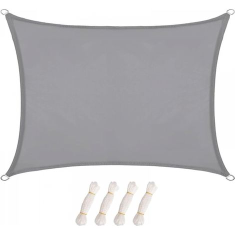 2 x 3 m Rectangular Shade Sail Garden Sun Protection Windproof Rain Resistant Rings Heavy Duty Polyester Durable Light Grey (1/5)