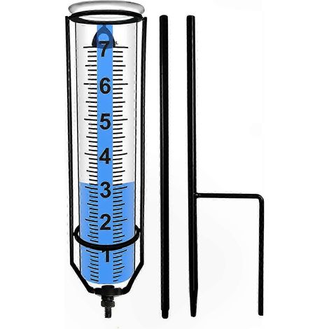 Jauge de pluie extérieure en métal avec tige de jardin, verre gradué pour pelouse et jardin, grands chiffres, hauteur réglable, mesure de précision pour jardin et cour (1/5)