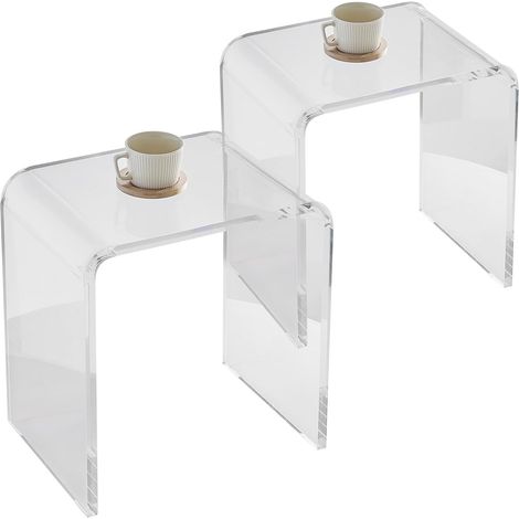 VEVOR Set di Tavolino da Salotto 2 Pezzi 415x305x460 mm Tavolino da Soggiorno Acrilico Carico max. 25 kg per Salotto Tavolino da Caffe Camera da Letto Balcone, Tavolino Caffe Trasparente Basso 2 Pezzi (1/5)