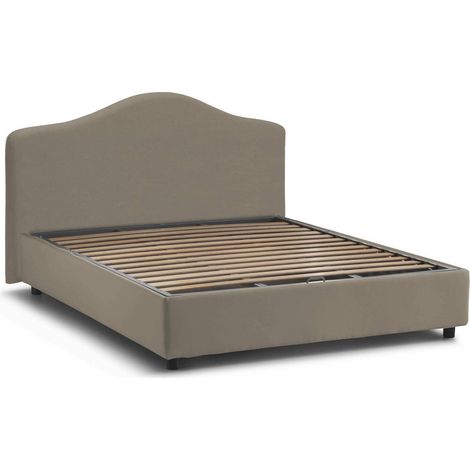 Talamo Italia Letto matrimoniale Isotta, Letto contenitore con rivestimento in tessuto, 100% Made in Italy, Apertura frontale, adatto per materasso Cm 160x200, Tortora, con imballo rinforzato