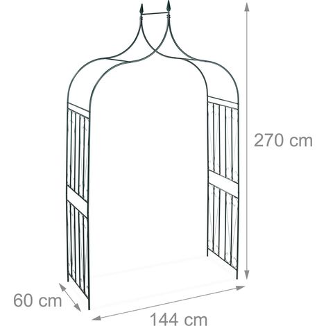 Arche décorative pour plantes grimpantes jardin 200 x 120 x 40 cm design romantique en métal noir (1/3)