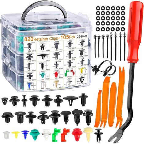 Karosserieclips Set 925-tlg 26 Größen mit Ausbauwerkzeug für Auto (1/5)
