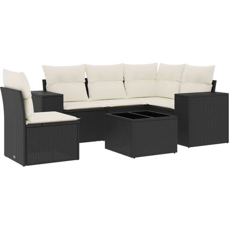 Maison Exclusive - Set Divano da Giardino 6 pz con Cuscini Nero in Polyrattan