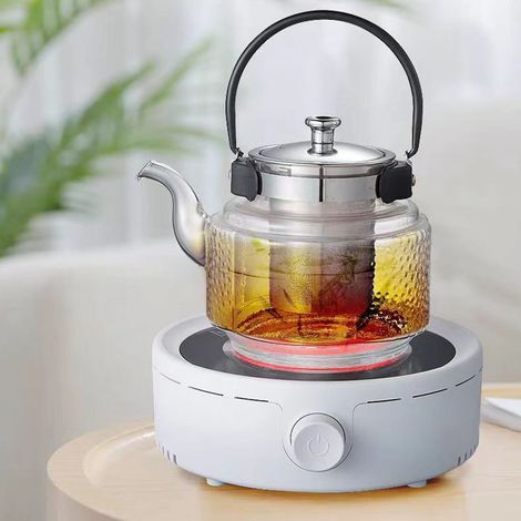[Mini placa eléctrica] [—] [Eficiente, silenciosa, portátil] [Pequeña tetera eléctrica de cerámica para hervir agua, leche, café y té, material ABS] (1/5)