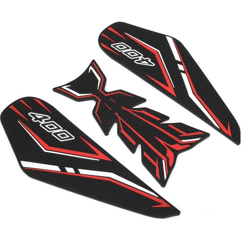 Kit Autocollant Réservoir Moto 3 Pièces Anti-Dérapant Protection Pad Kawasaki Z400 Ninja 400 Rouge (1/5)