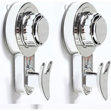 Gancio a ventosa in 2 pezzi, resistente, per bagno, WC e cucina - Argento (1/5)
