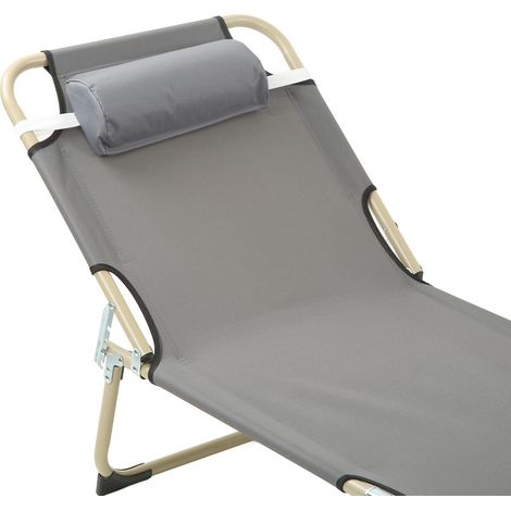 Lit pliant individuel pour camping, bureau, pause déjeuner, extérieur, urgence - tube rond 56 cm gris (1/5)