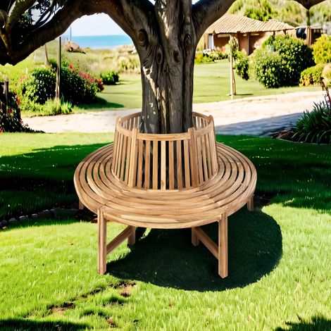 Rundbank 360° Gartenbank Teak massiv ø220 cm TIMO (1/5)