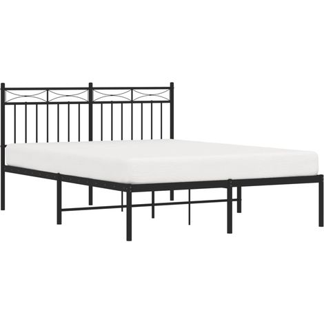 Estructura cama sin colchón con cabecero metal negro 140x190 cm vidaXL (1/4)