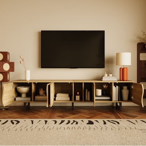 CHICFURN Mobile TV 191 x 38 x 46,5 cm in MDF e truciolare naturale, vano aperto (1/5)