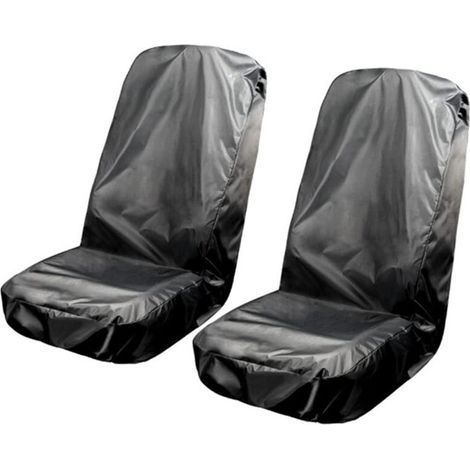 Paquete de 2 fundas impermeables para asientos delanteros de coche, protectores de asiento impermeables universales de color negro, 56,722" (1/4)