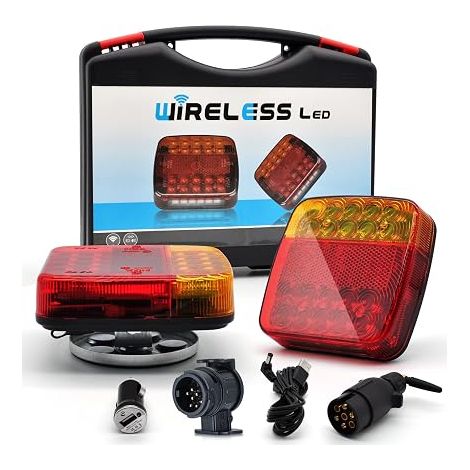 Wireless WiFi LED Rear Lights for Trailer, LED Rear Light Kit with Magnetic Base, with 7/13 Pole for Car, Truck, Tractor, Trailer, Caravan (1/5)