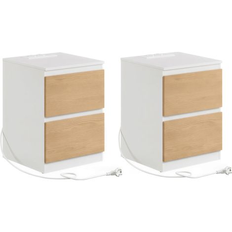 Table de Chevet LED Réglable, Tiroirs, Style Moderne basique, pour Salon ou Chambre, Blanc (1/5)