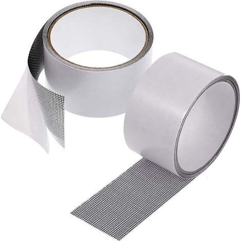 Kit di riparazione per zanzariere di porte e finestre in fibra di vetro ad alta adesione, nastro di riparazione per fori di finestre 5 x 500 cm (confezione da 2, grigio) (1/4)