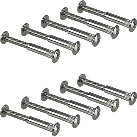 Vis De Meuble M6 - Vis À Douille - Acier Nickelé - Épaisseur Panneau 32 À 42 Mm - Tête PZ2 Et Fente Plate - Lot De 10