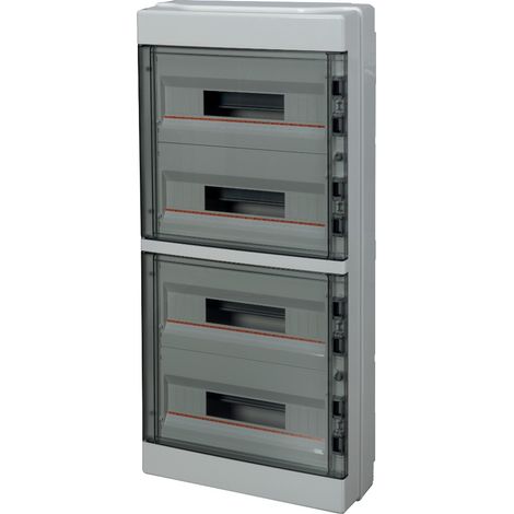 Centralino da parete, 72 (4x18) moduli, grigio, IP65, sportello in policarbonato fumè - Elettrocanali EC62072