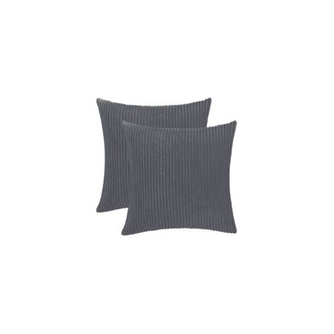 Housse Coussin Velours - 2 pièces, Housse Coussin Velours Gris Foncé 40x40cm - Rayée (1/5)