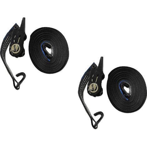 25MM Black Ratchet Straps 10M with J Hook x2 - 0.8 Ton Tie Down Trailer Cargo Truck (1/5)