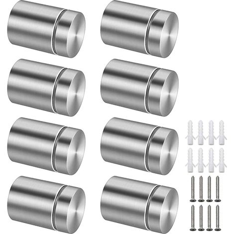 8pcs Entretoises Inox Vis de Fixation Entretoises en verre 19x30mm  Fixations Murale en Acier Inoxydable Support de Panneau Entretoise pour Montage et Fixation en Verre Miroir et Cadres Photo (1/5)
