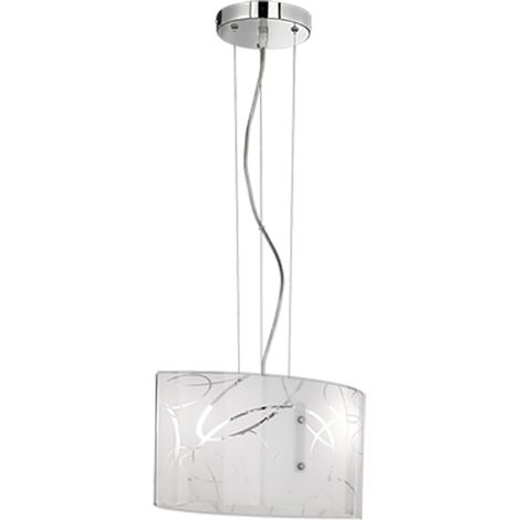 Suspension Trio Spirelli blanche/chrome verre 2xE27 40cm (1/3)