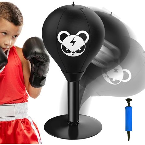 Sac de frappe de bureau avec ventouses puissantes et pince de table, balle de frappe anti-stress, cadeau amusant pour chef et collègue (1/5)