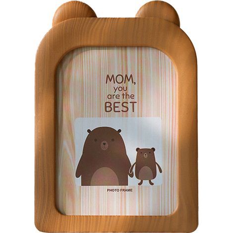 Cadre photo créatif mignon à motif dessin animé, 18 cm, décoration de bureau ou murale pour école maternelle, ours brun (1/5)