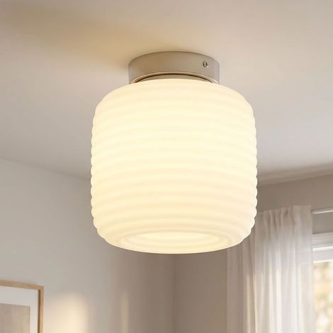 Deckenlampe Deckenleuchte Wohnzimmerlampe E27 Silber Metall Glas H 21 cm (1/5)