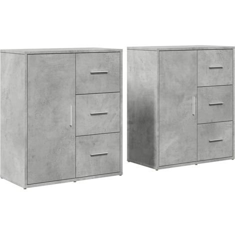 Aparador buffet cómoda armario mueble organizador cocina salón salón juego de 2 60 x 31 x 70 cm madera contrachapada gris 020036859