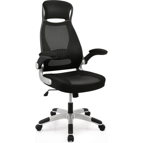 Bürostuhl, Chefstuhl, Gaming Stuhl, Drehstuhl, Ergonomischer Schreibtischstuhl, Computerstuhl mit klappbaren Armlehnen, Lendenwirbelstütze, Gaming Chair, höhenverstellbar Bürosessel aus Netzstoff, Che (1/5)