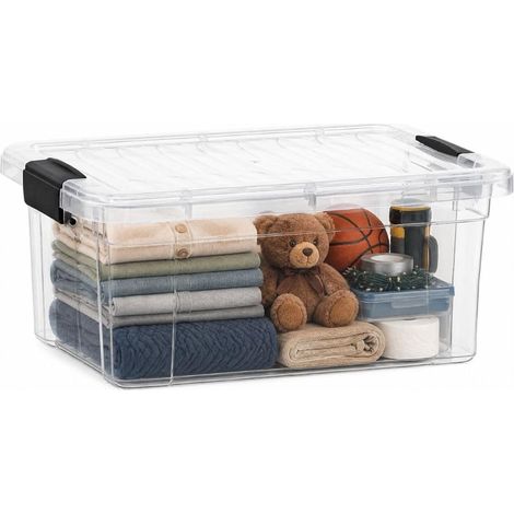 Boîte de rangement transparente avec couvercle, bacs en plastique pour organisation, caisses empilables, sans BPA, non toxique, sans odeur, organiseurs pour la maison, le bureau, l'école (1/5)