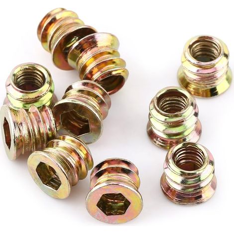 MINKUROW Packung mit 20 Stück M10 Sechskantmuttern mit Gewinde aus Zinklegierung, Sortiment an Einlegemuttern aus Zinklegierung (M8x20mm) (1/5)