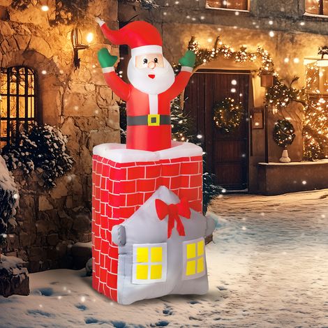 Décoration de Noël gonflable, Père Noël dans une cheminée, LED, souffleur (1/5)