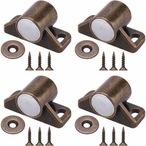 4 Pièces Aimants De Porte D'Armoire À Loquet Magnétique Avec Vis En Acier Inoxydable Pour Ferme-Porte Coulissante D'Armoire De Cuisine De Ferme (Bronze) (1/5)