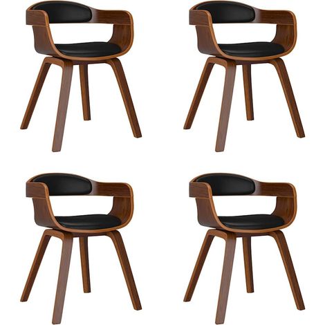 Maison Exclusive - Esszimmerstühle 4 Stk. Schwarz Bugholz und Kun (1/5)