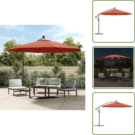Ampelschirm mit LED-Beleuchtung Stahl-Mast Terrakotta 350 cm - Sonnenschirm - Gartenmöbel - Outdoor Beleuchtung - LED Sonnenschirm - Markise (1/5)