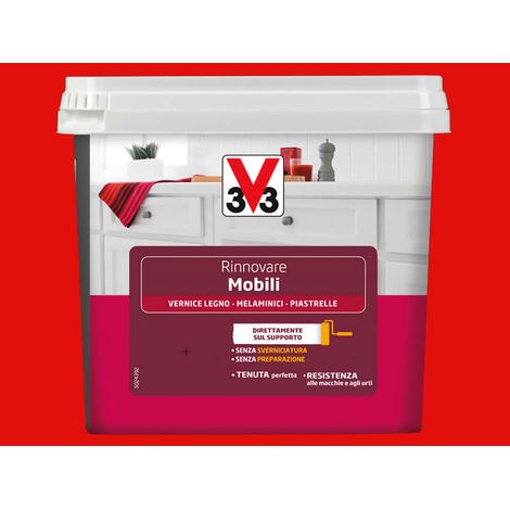 SMALTO PER MOBILI - RINNOVARE MOBILI - ROSSO FRAGOLA 0,75LT
