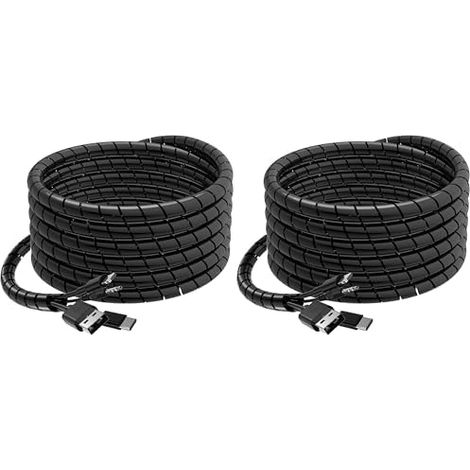 APEX Lot de 2 gaines spirales 12mm - 6m - PE noir - Protection câbles électriques - Organiseur fils pour bureau/atelier (1/5)