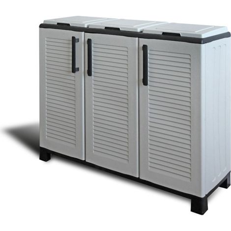 Mülltrennsystem 3 Fächer mit Deckeln 102x37x90 h